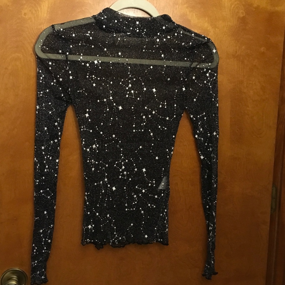 Shein black starry mesh top
